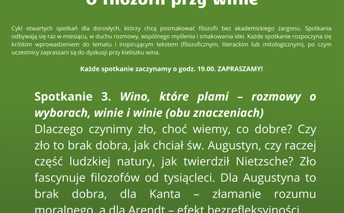 Trzecie spotkanie z cyklu „O filozofii przy winie"